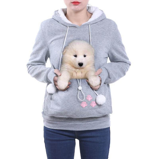 Warme Dames Hoodie met Buidel voor Kat en Hond Fleece Kangoeroe Draagzak