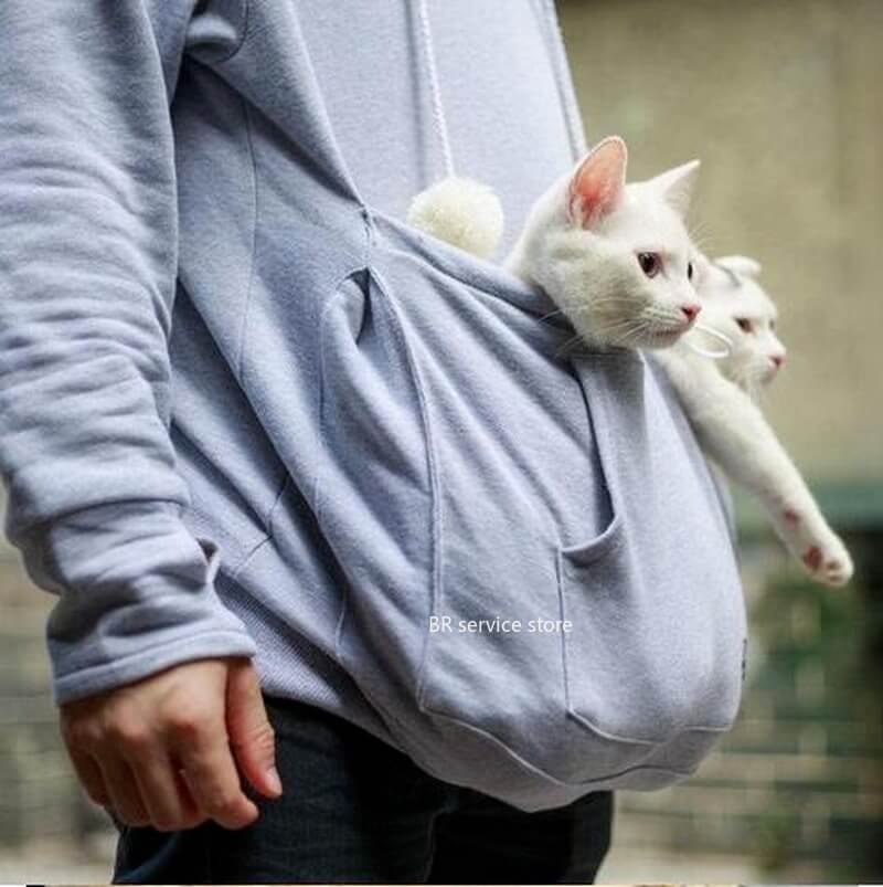 Warme Dames Hoodie met Buidel voor Kat en Hond Fleece Kangoeroe Draagzak