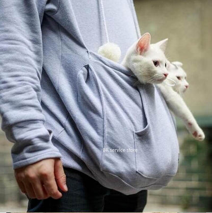 Warme Dames Hoodie met Buidel voor Kat en Hond Fleece Kangoeroe Draagzak