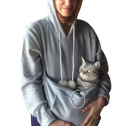 Warme Dames Hoodie met Buidel voor Kat en Hond Fleece Kangoeroe Draagzak