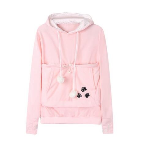 Warme Dames Hoodie met Buidel voor Kat en Hond Fleece Kangoeroe Draagzak