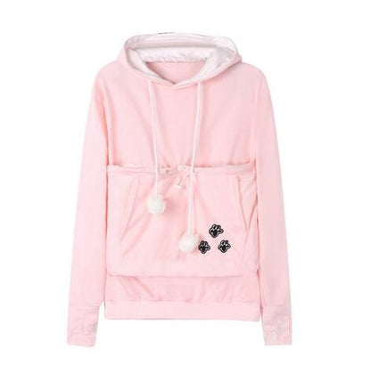 Warme Dames Hoodie met Buidel voor Kat en Hond Fleece Kangoeroe Draagzak