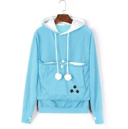 Warme Dames Hoodie met Buidel voor Kat en Hond Fleece Kangoeroe Draagzak