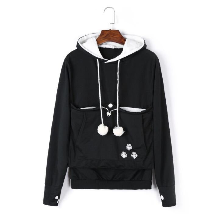 Warme Dames Hoodie met Buidel voor Kat en Hond Fleece Kangoeroe Draagzak