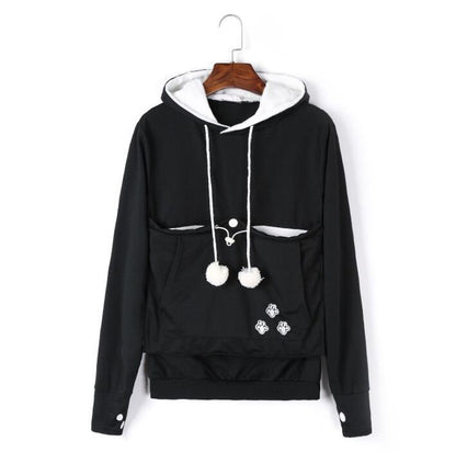 Warme Dames Hoodie met Buidel voor Kat en Hond Fleece Kangoeroe Draagzak