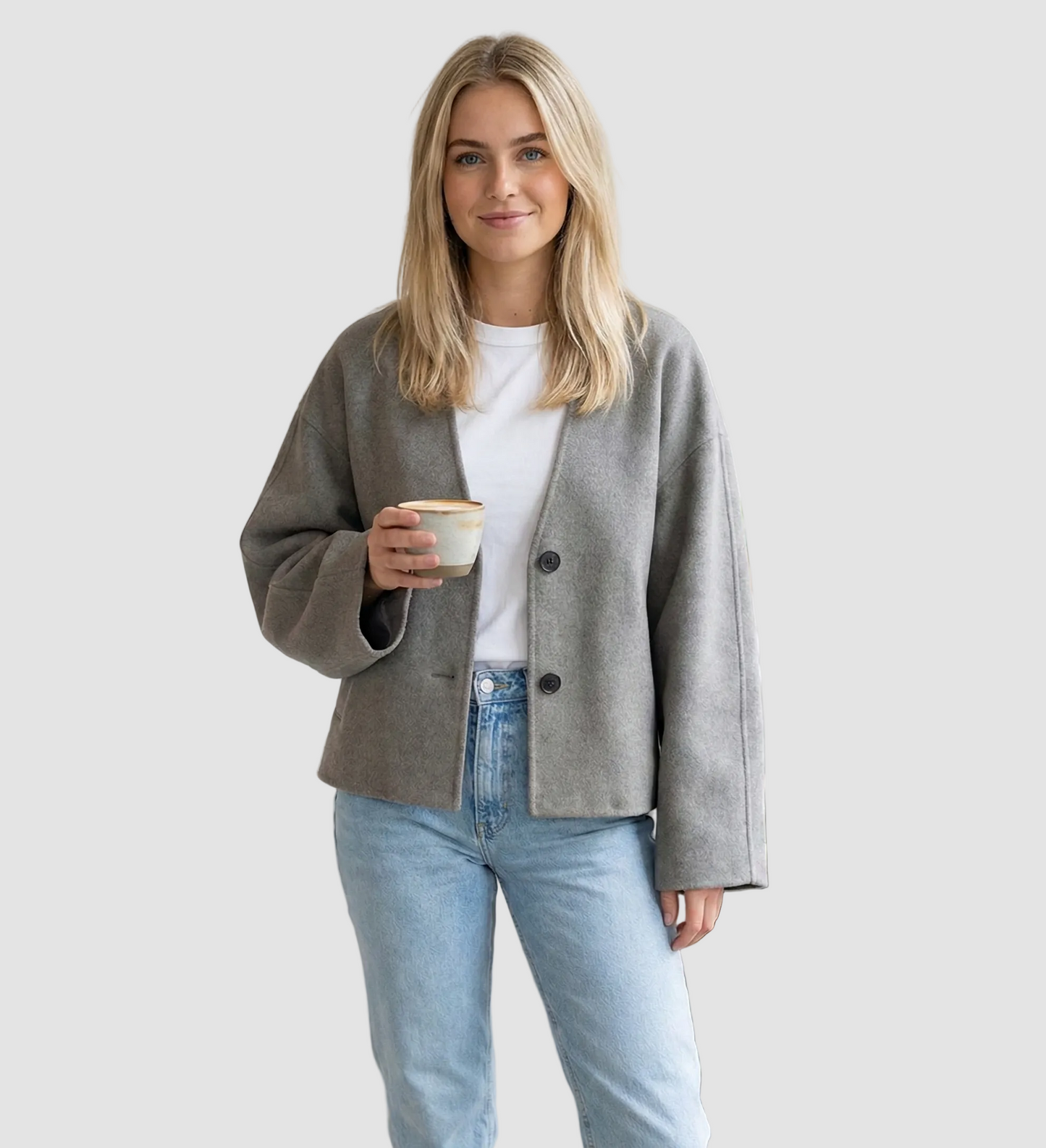 Kort Gebreid Vest Met V Hals En Knopen Voor Dames