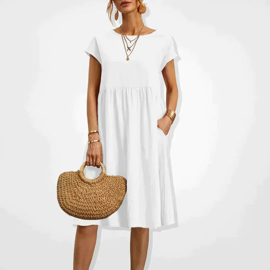 Beatrixa - Casual Loszittende Midi Jurk voor Vrouwen