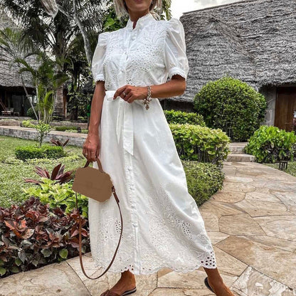 Lovisa - Geborduurde Maxi jurk met knoopsluiting voor dames