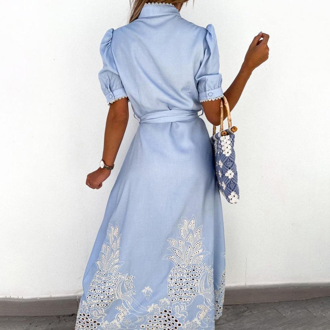 Lovisa - Geborduurde Maxi jurk met knoopsluiting voor dames