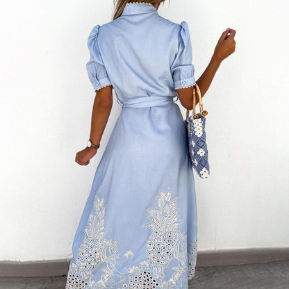 Lovisa - Geborduurde Maxi jurk met knoopsluiting voor dames