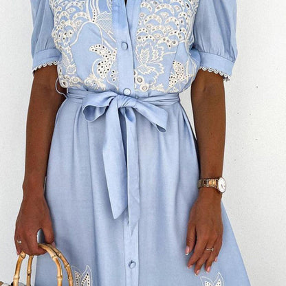 Lovisa - Geborduurde Maxi jurk met knoopsluiting voor dames