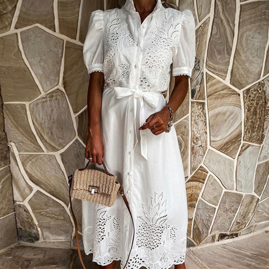 Lovisa - Geborduurde Maxi jurk met knoopsluiting voor dames