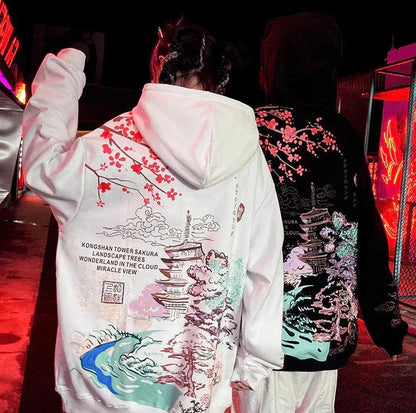 Casual Dames Hoodie met Japanse Sakura Print