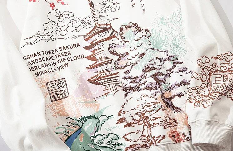Casual Dames Hoodie met Japanse Sakura Print