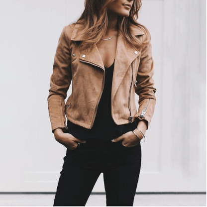 Lea - Trendy Kort Jasje in Groen met Bikerstijl voor Dames