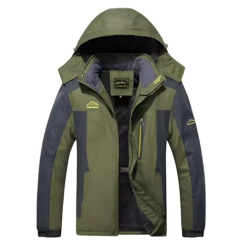 Waterdichte Heren Softshell Jas Warm Gevoerd met Capuchon en Ritszakken