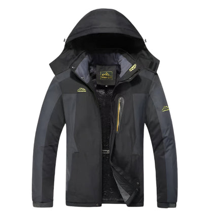 Waterdichte Heren Softshell Jas Warm Gevoerd met Capuchon en Ritszakken