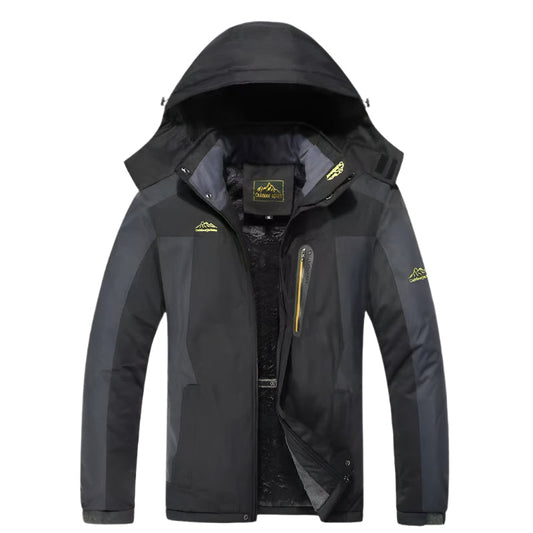 Waterdichte Heren Softshell Jas Warm Gevoerd met Capuchon en Ritszakken