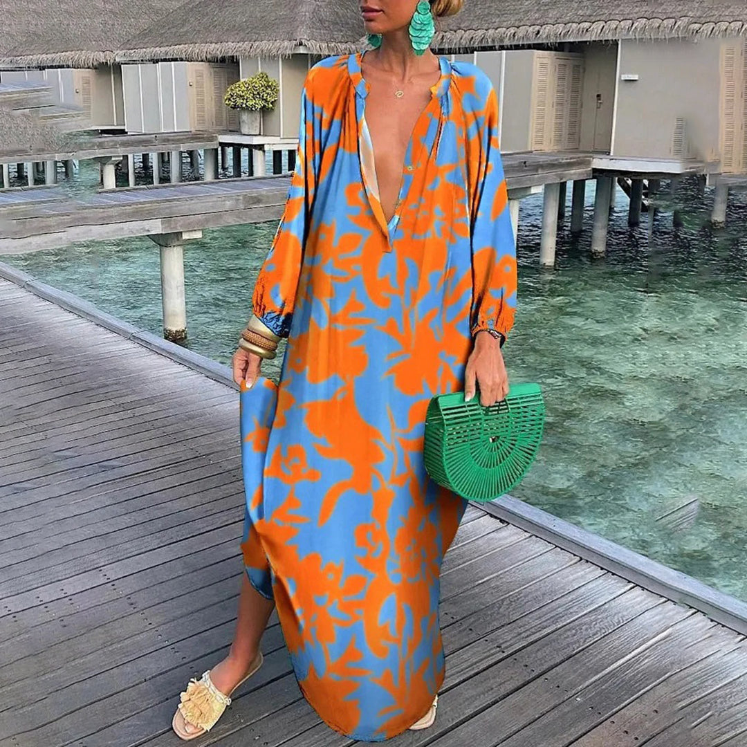 Sonja - Levendige Boho Maxi Jurk met lange mouwen voor vrouwen