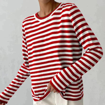 Selene – Gestreepte Dames Top met Ronde Hals en Relaxte Pasvorm