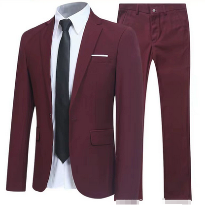 Elegant Italiaans Slim Fit Herenpak 2-Delig met Blazer en Broek