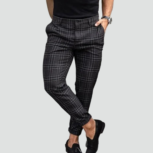 Heren Geruite Pantalon Met Slim Fit En Stretch