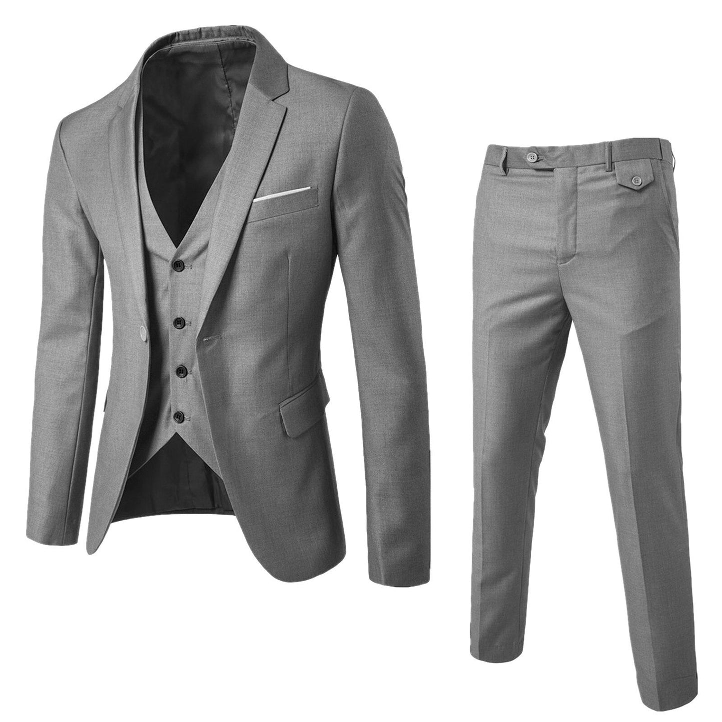 Elegante 3-Delige Heren Blazer-Broek Set Met Gilet