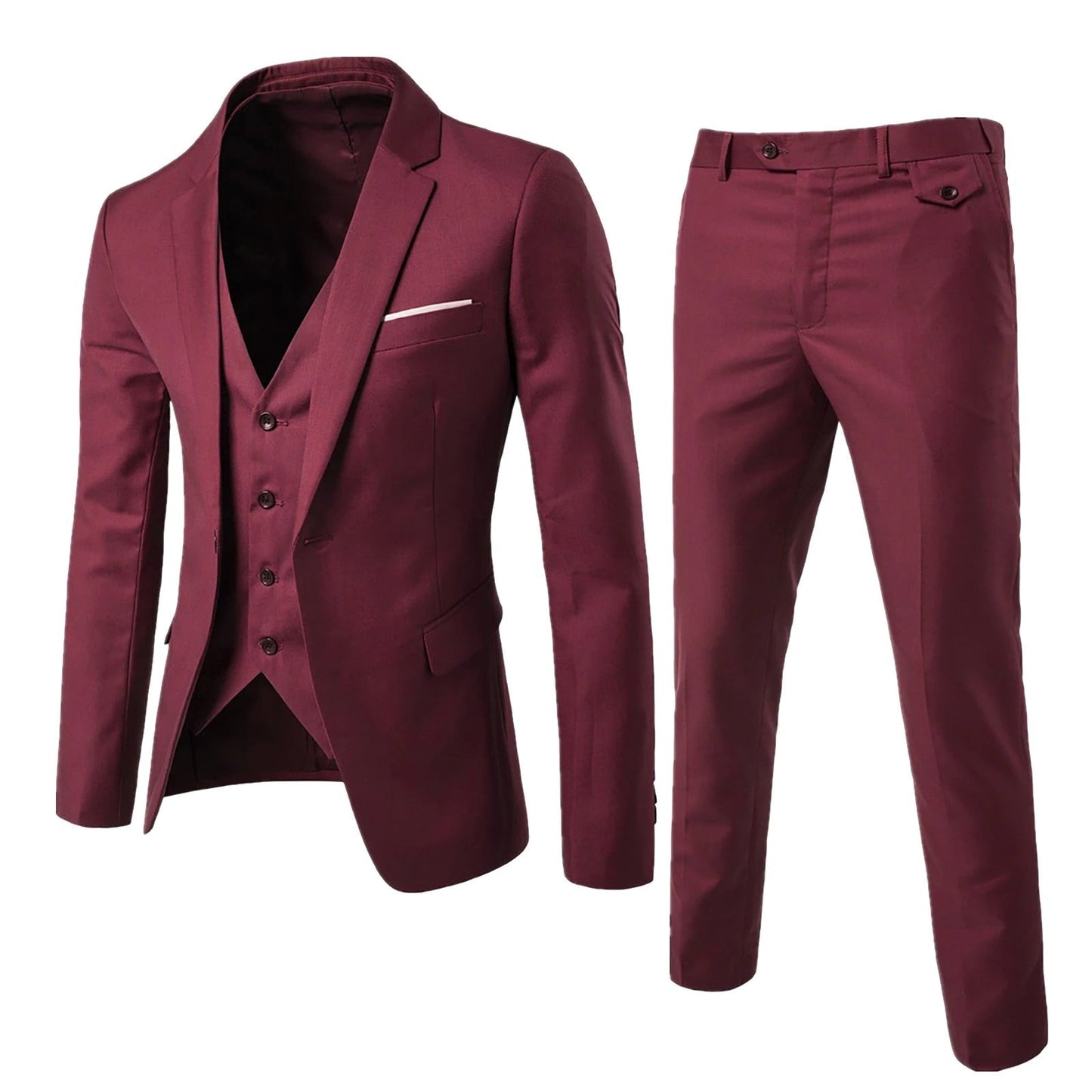 Elegante 3-Delige Heren Blazer-Broek Set Met Gilet