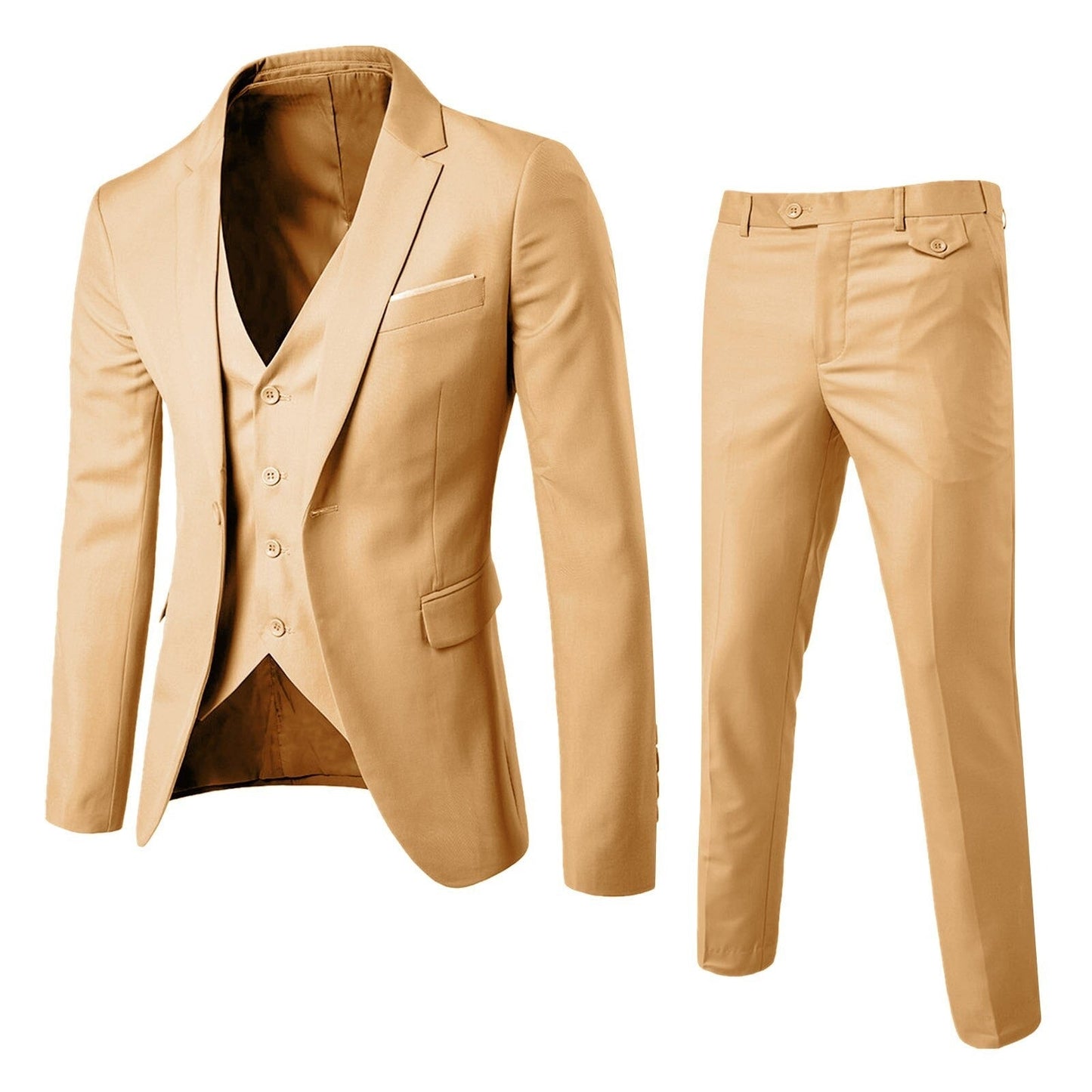 Elegante 3-Delige Heren Blazer-Broek Set Met Gilet