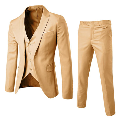 Elegante 3-Delige Heren Blazer-Broek Set Met Gilet