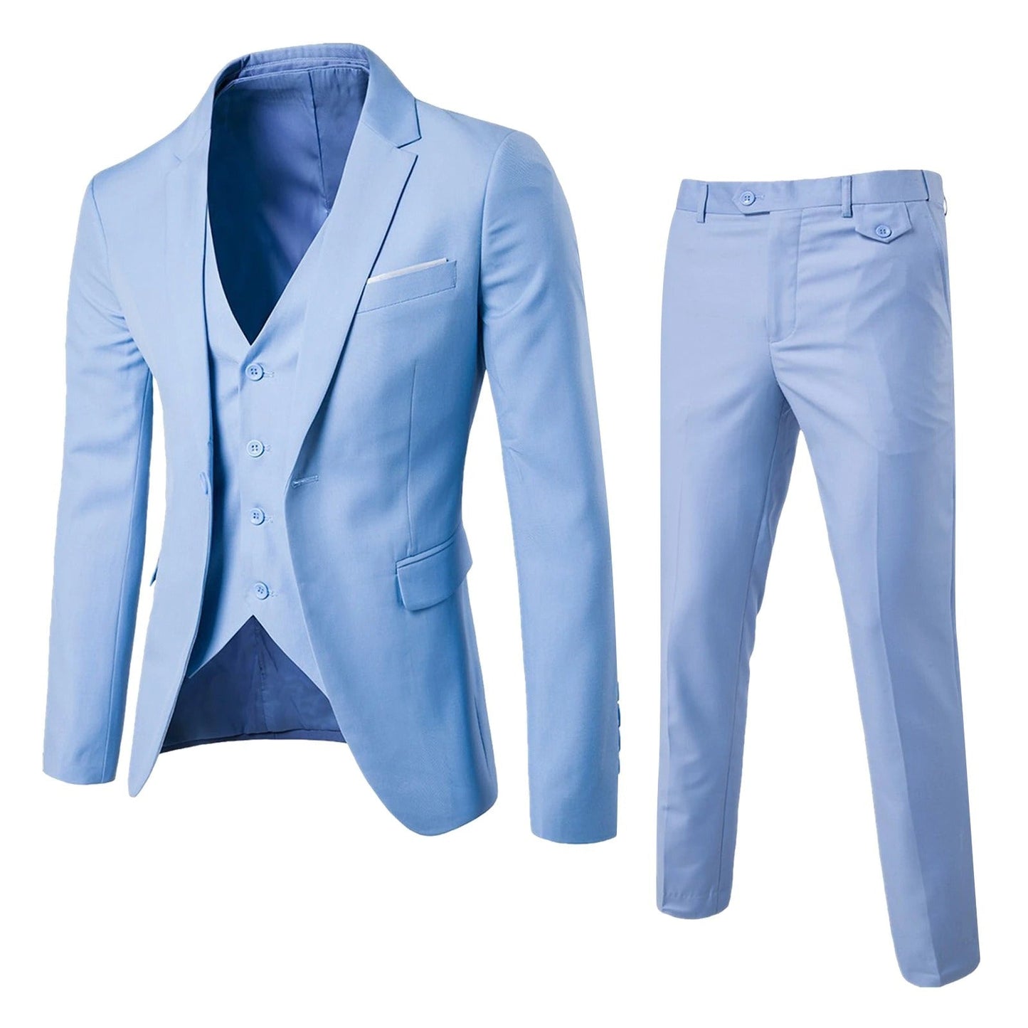 Elegante 3-Delige Heren Blazer-Broek Set Met Gilet