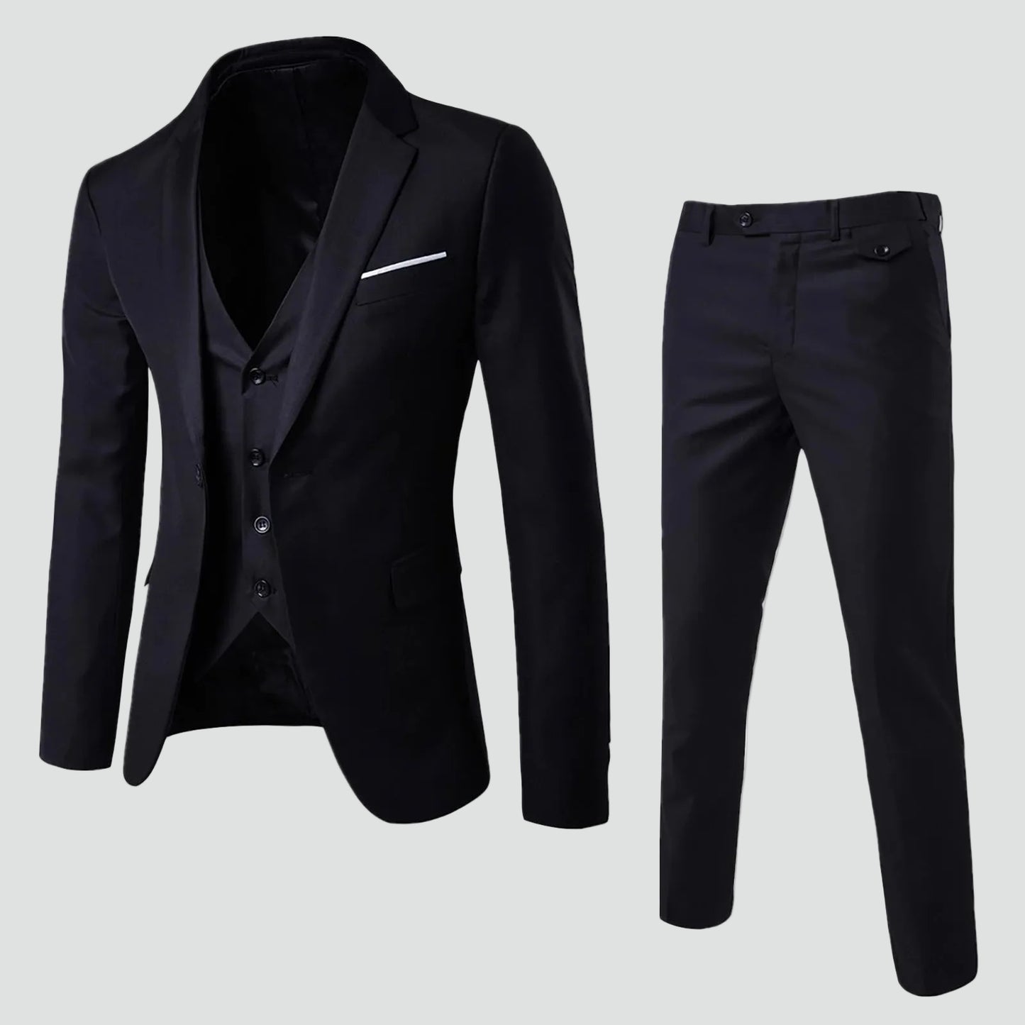 Elegante 3-Delige Heren Blazer-Broek Set Met Gilet