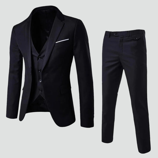 Elegante 3-Delige Heren Blazer-Broek Set Met Gilet