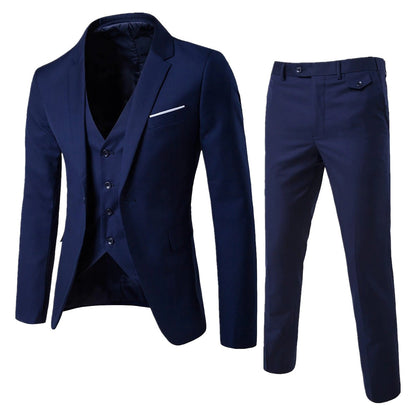Elegante 3-Delige Heren Blazer-Broek Set Met Gilet