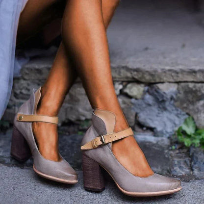 Snejana - Vintage enkellaarsjes met hak voor dames