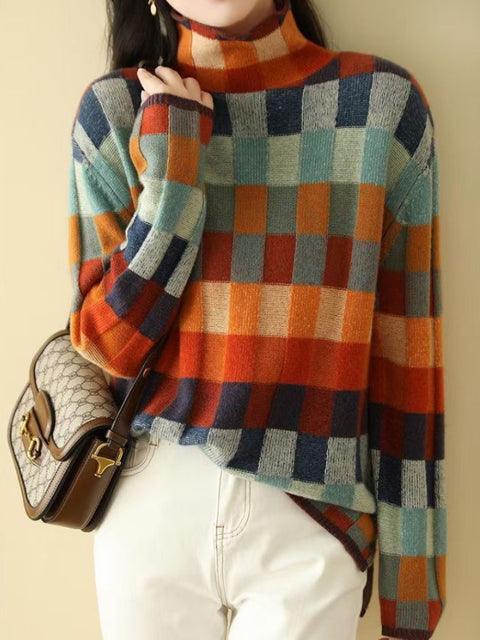 LARA - Kasjmier Coltrui met Colorblock Design