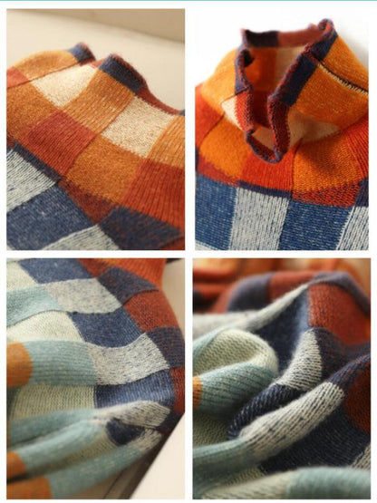 LARA - Kasjmier Coltrui met Colorblock Design