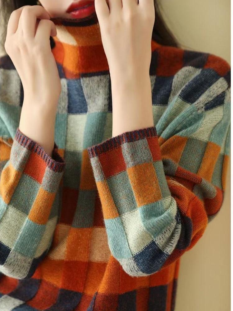 LARA - Kasjmier Coltrui met Colorblock Design