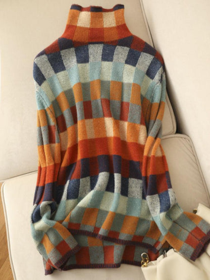 LARA - Kasjmier Coltrui met Colorblock Design