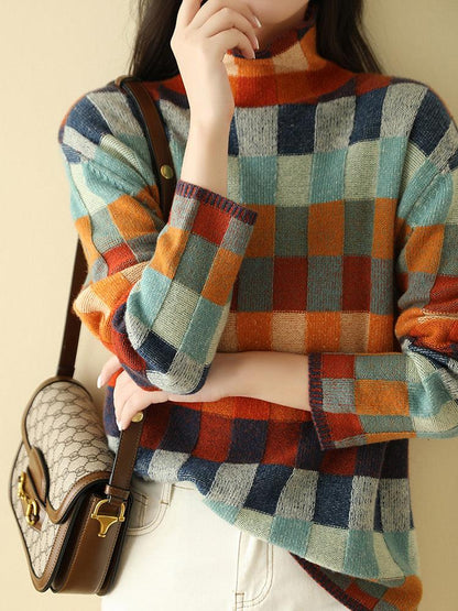 LARA - Kasjmier Coltrui met Colorblock Design