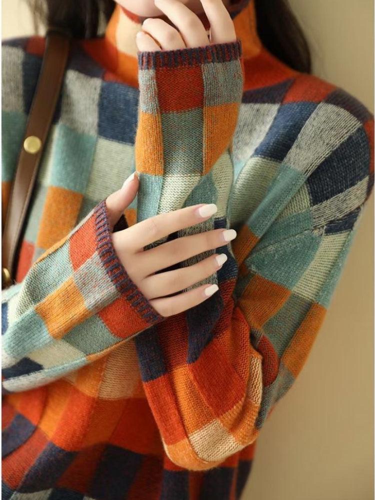 LARA - Kasjmier Coltrui met Colorblock Design