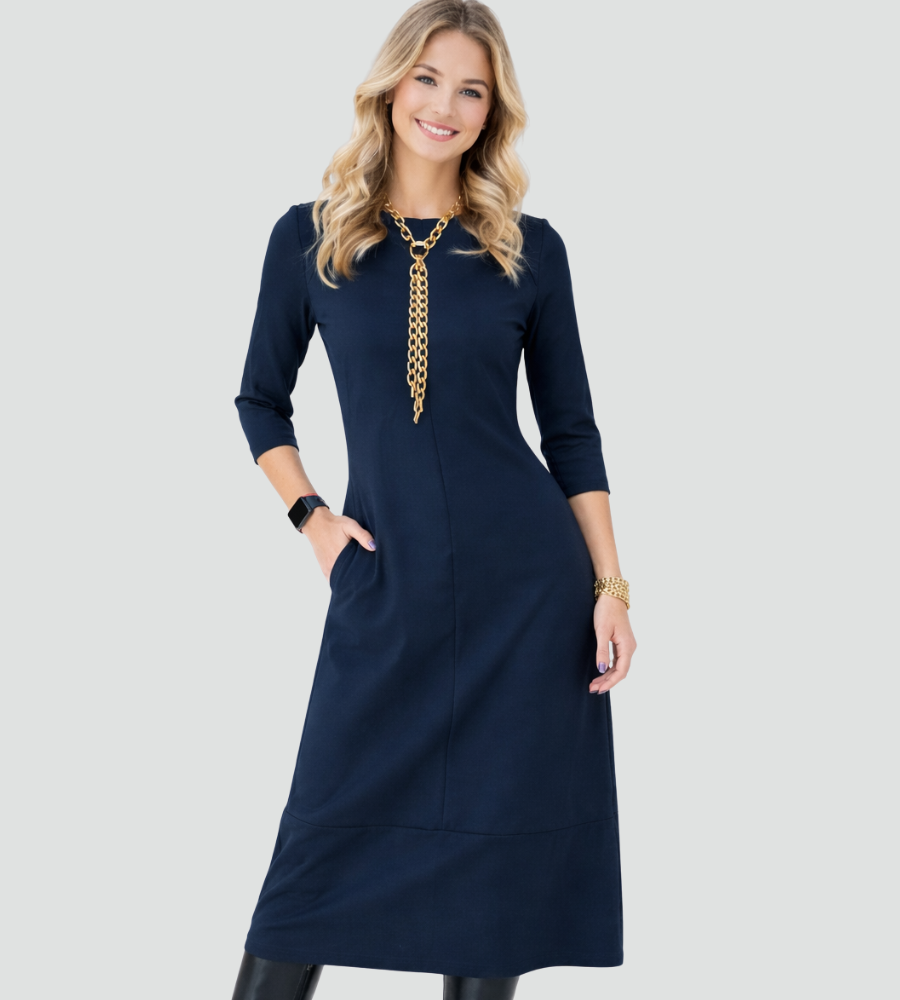 Elegante Vintage Maxi Jurk Voor Vrouwen Met Zakken