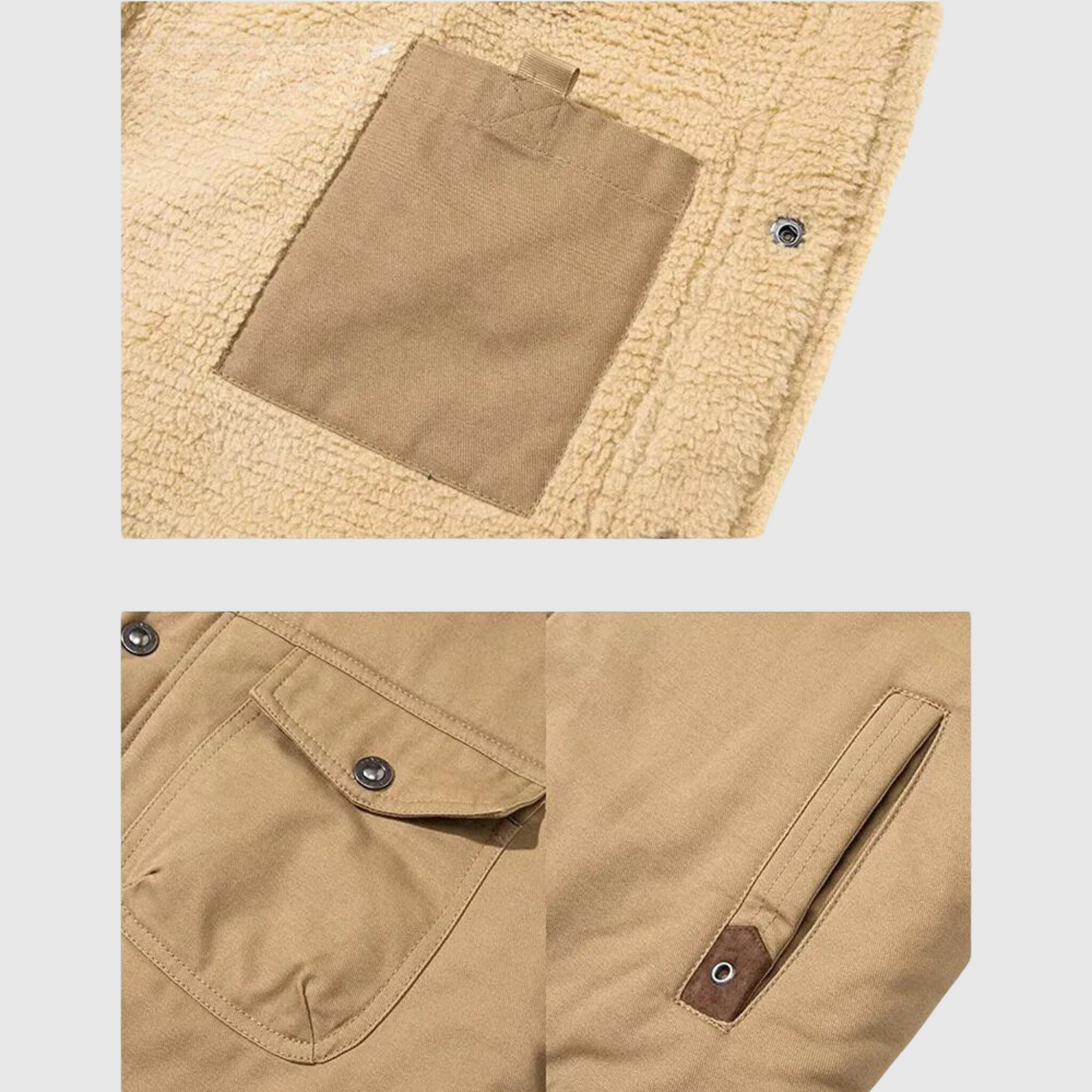 Fleece Sherpa Jas Heren met Zachte Voering en Drukknoopsluiting