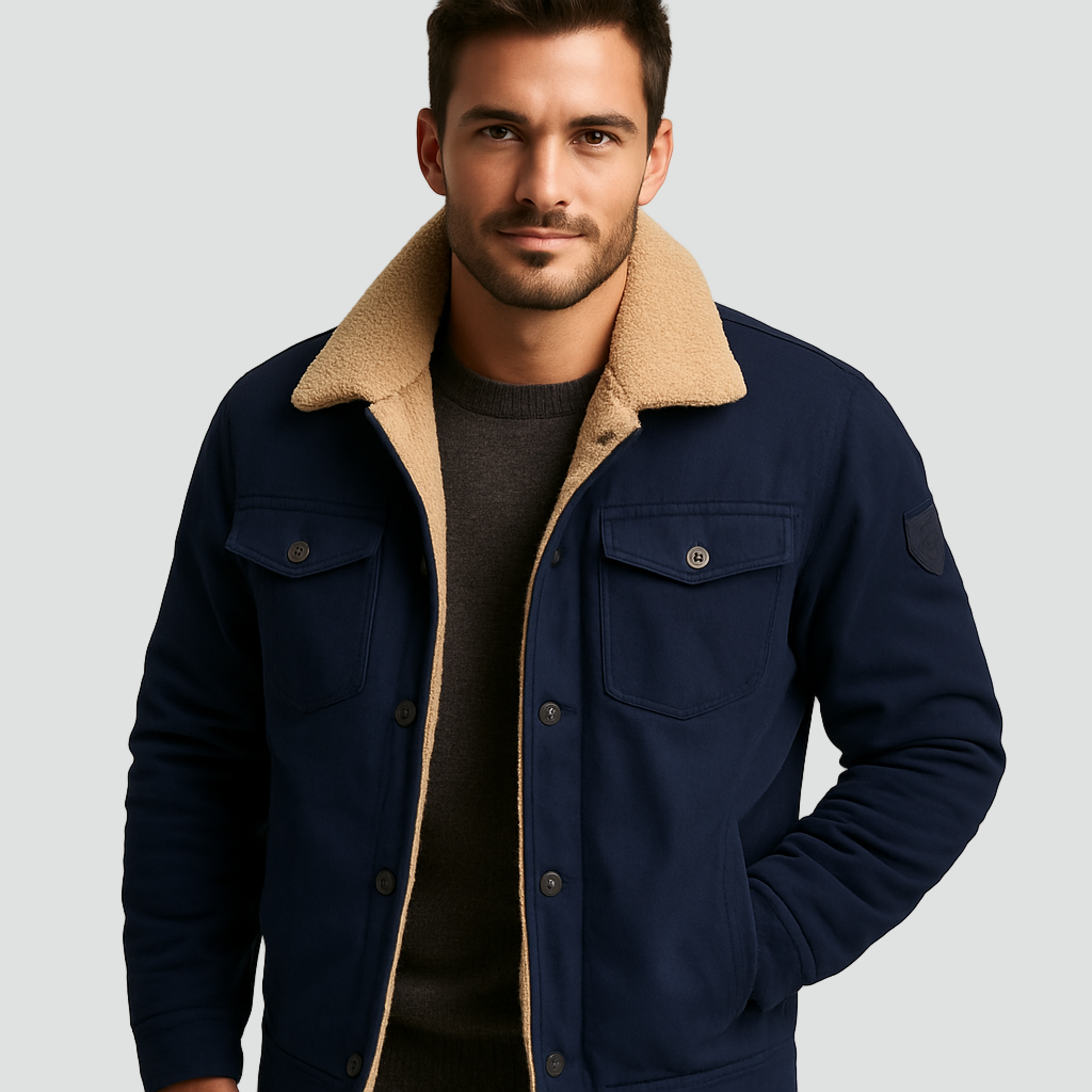 Fleece Sherpa Jas Heren met Zachte Voering en Drukknoopsluiting