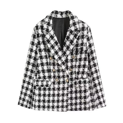 Odette - Tweed Blazer met Dubbele Knopenrij voor Dames