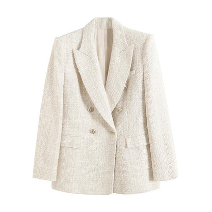 Odette - Tweed Blazer met Dubbele Knopenrij voor Dames