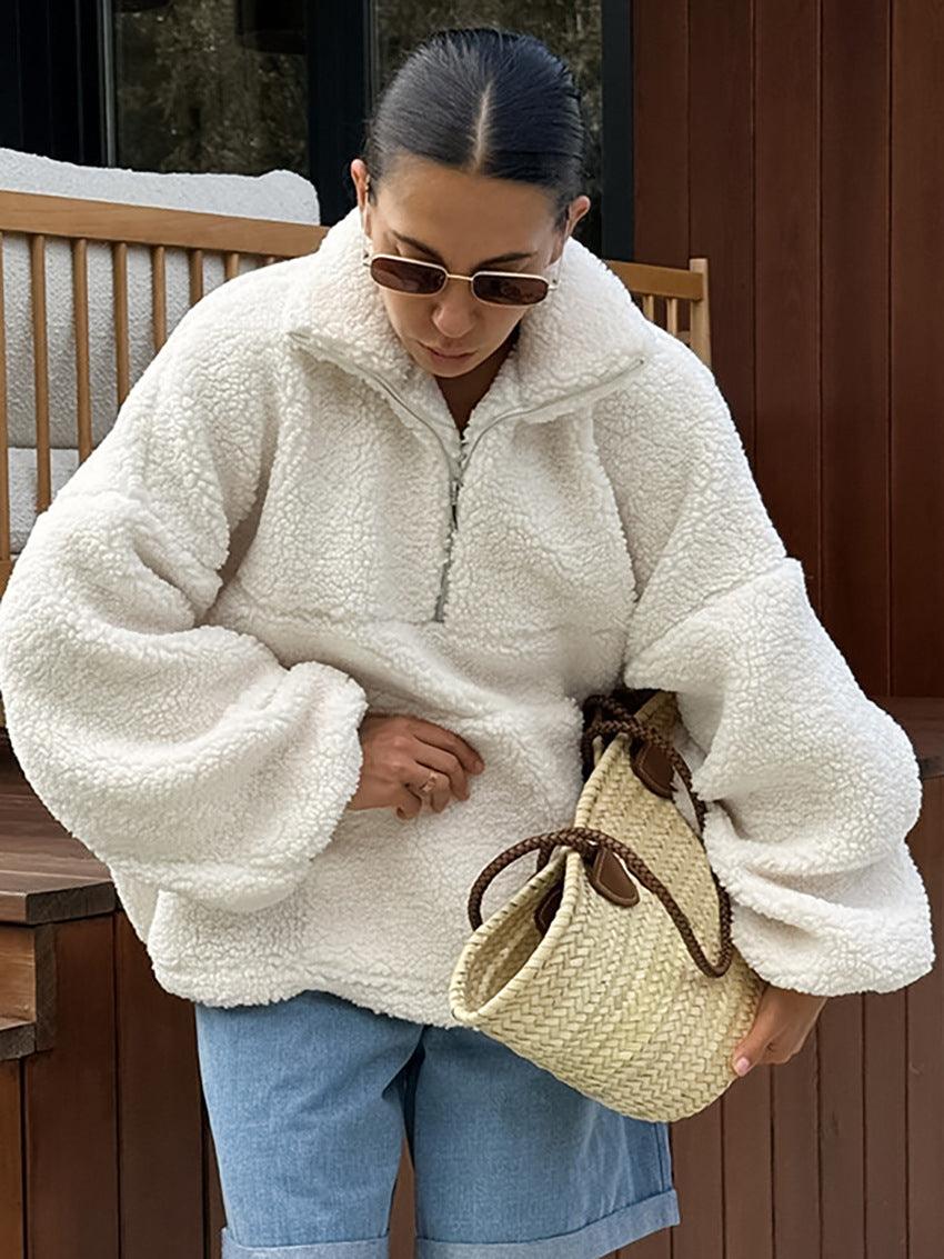 Warme Zachte Dames Teddy Vest Korte Winter Trui