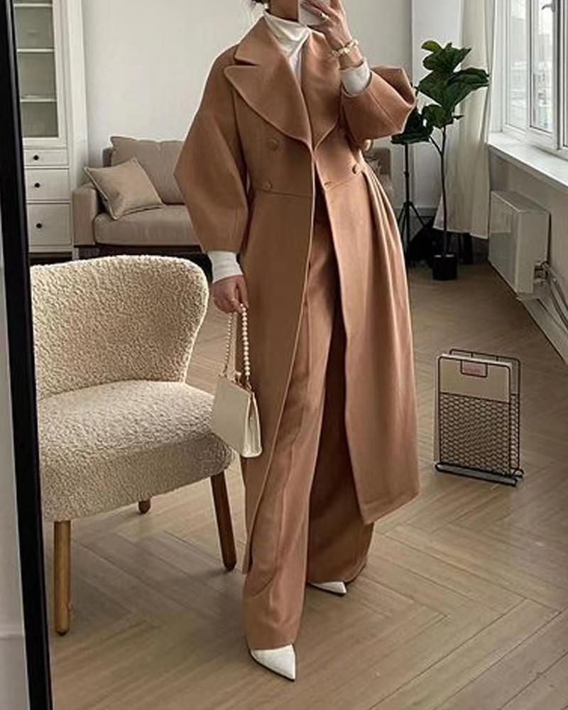 Elegante Maxi Winterjas Dubbelrijig met Reverskraag voor Dames