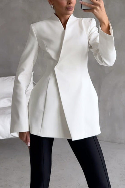 Ivona – Gestructureerde Longline Blazer met Getailleerde Taille