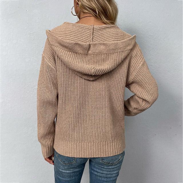 Aria - Gebreide Capuchonvest met Rits voor Vrouwen